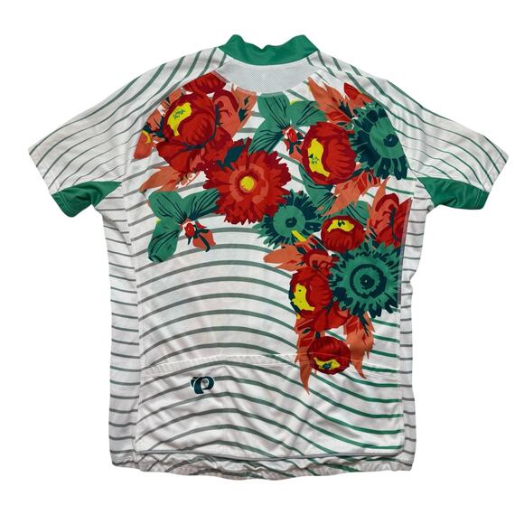 PEARL IZUMI Womens Elite Cycling Jersey in Coral Peony Green Stripe Sz XXL #0877 - Picture 5 of 11